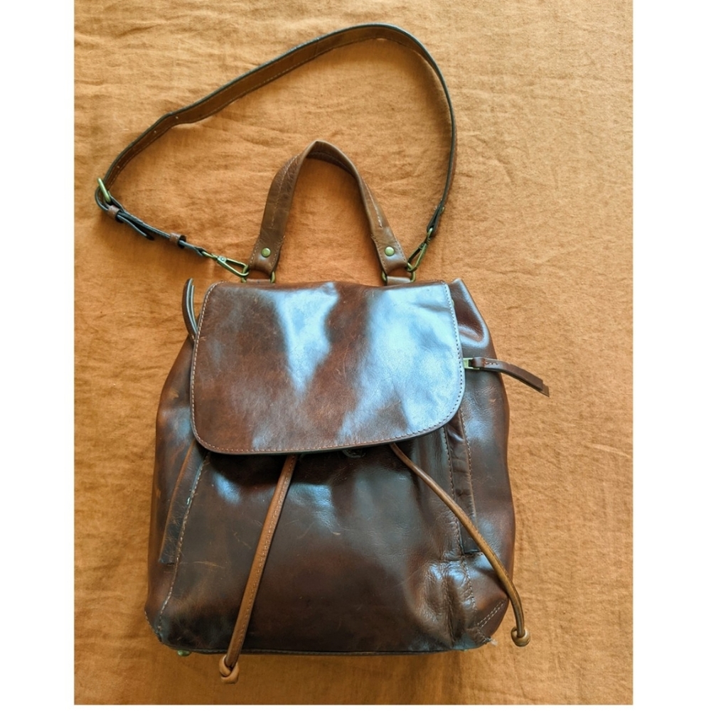 Rachel Roy brown distressed leather backpack